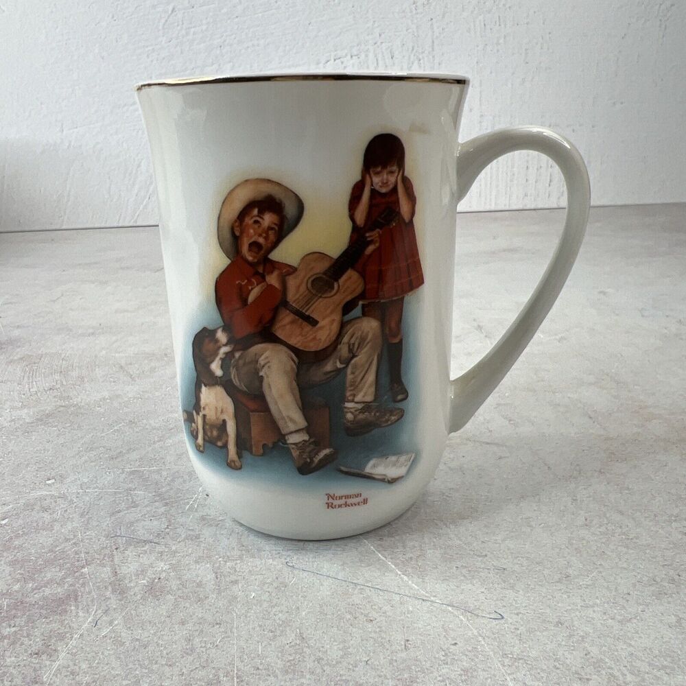 1981 Vintage Norman Rockwell Sour Note 9 oz. Coffee Tea Mug Cup Japan‎
